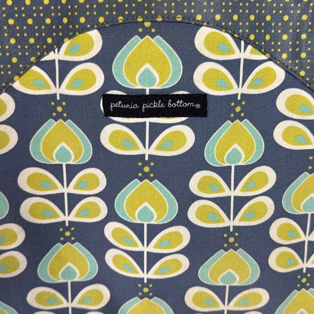 PETUNIA PICKLE BOTTOM Blue/Yellow Tote/Backpack/Diaper Bag. Zip middle closure.